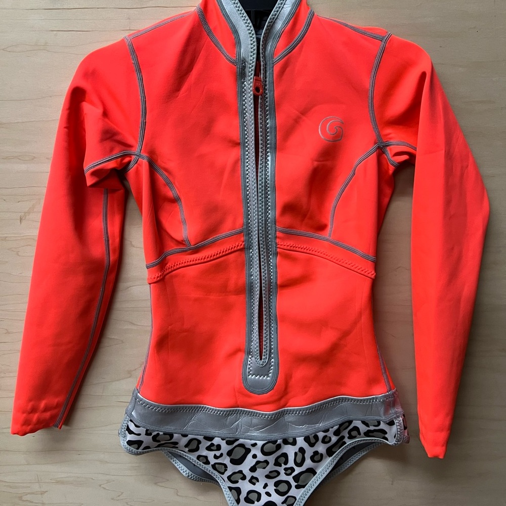 Women's Orange Long Sleeve Swim Top